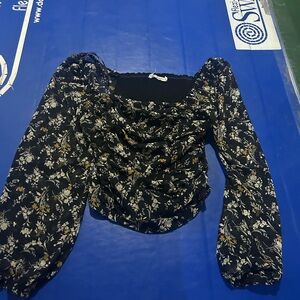 All in Favor Black Floral Blouse